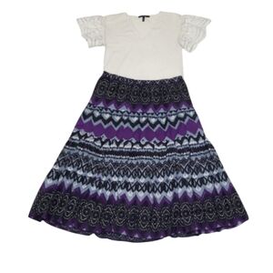 Davina Maxi Gypsy Skirt Colorful Pattern Long Circle Swing Style Pull On Lined